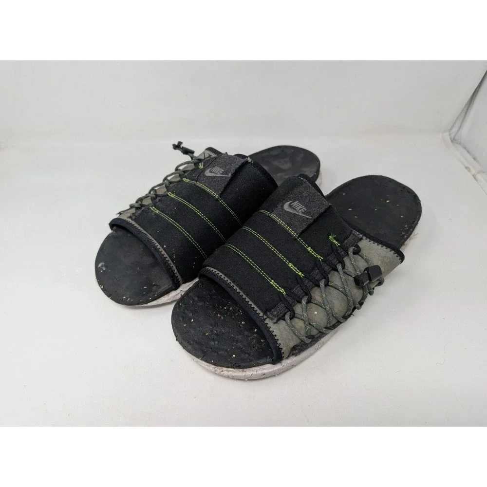 Nike Asuna Men's Size 14 Crater Slides Black Green Sandal DJ4629-002‎